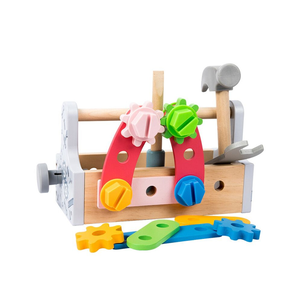 Tauoh Kids Tool Box Toy Wooden Pretend Game Puzzle Disassembly Set Simulation Multifunctional Repair Carpenter Tool Toys Gift