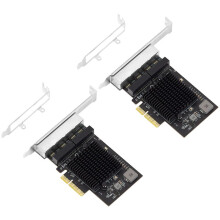 2X IOCREST 2.5G 4 Port PCIe RJ45 Lan 10/100/1000/ 2500Mbps RTL8125B Chip Quad Server 2.5 Gigabit Ethernet Wired Game NIC