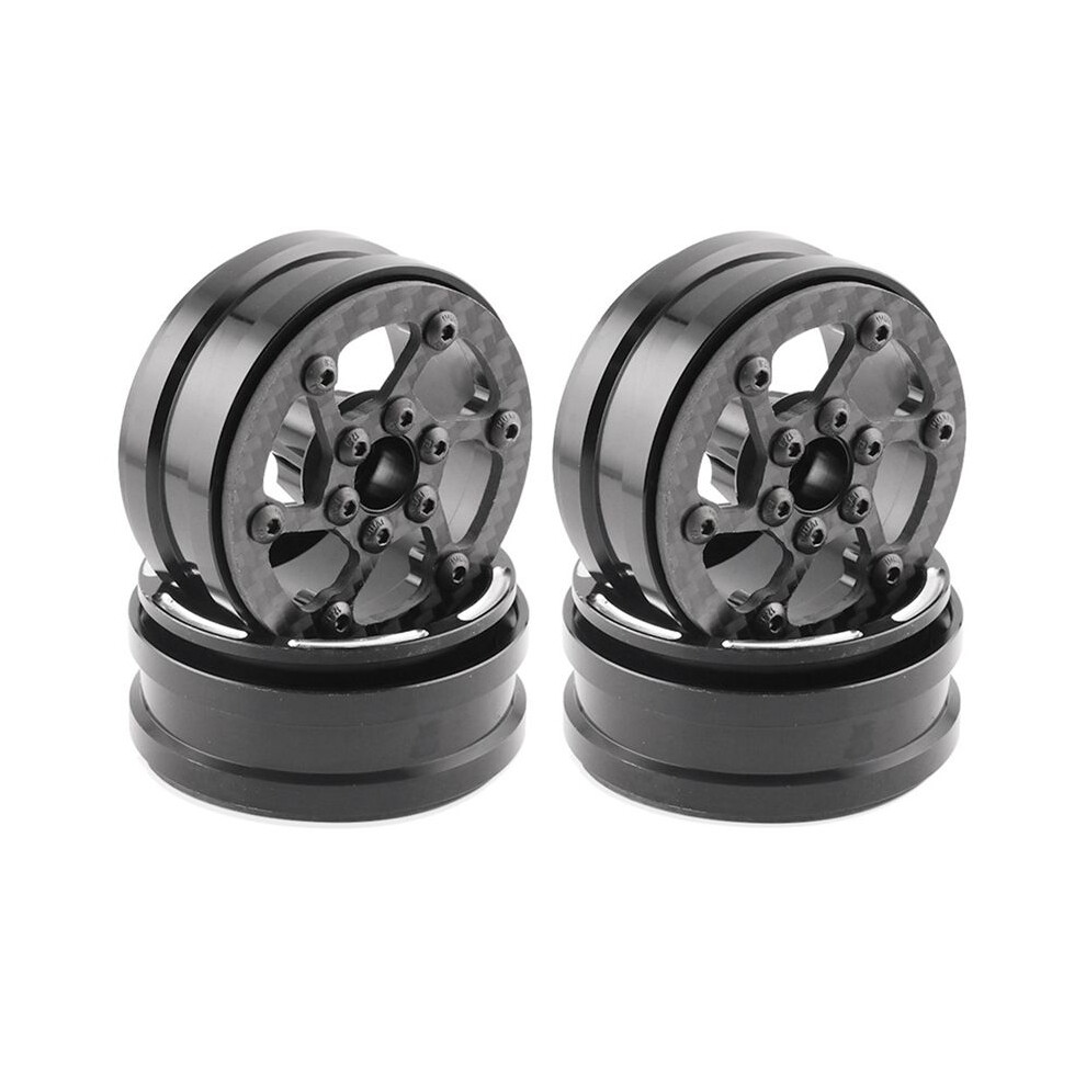 4Pcs Carbon Fiber 1.9Inch Beadlock Wheel Rim Wheel Hub For 1/10 Rc Crawler Car Axial Scx10 Trx4 F 4713512057818