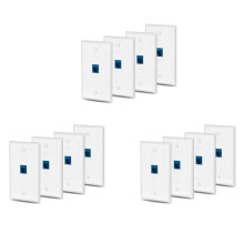 12X Cat6 Ethernet Wall Plate Outlet 1 Port RJ45 Network Female to Female  Wall Coupler Jack Plate White &