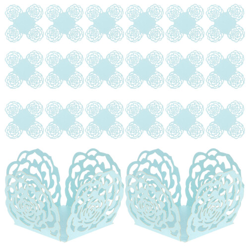 250Pièces Papier Bleu Ciel Design Creux Pour