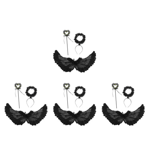 4Ensembles Kit Ailes Et Bâton D'ange Noir Performance Cosplay 1