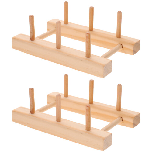 4Pièces Présentoir En Bois Khaki, Rangement Fil Solide 1