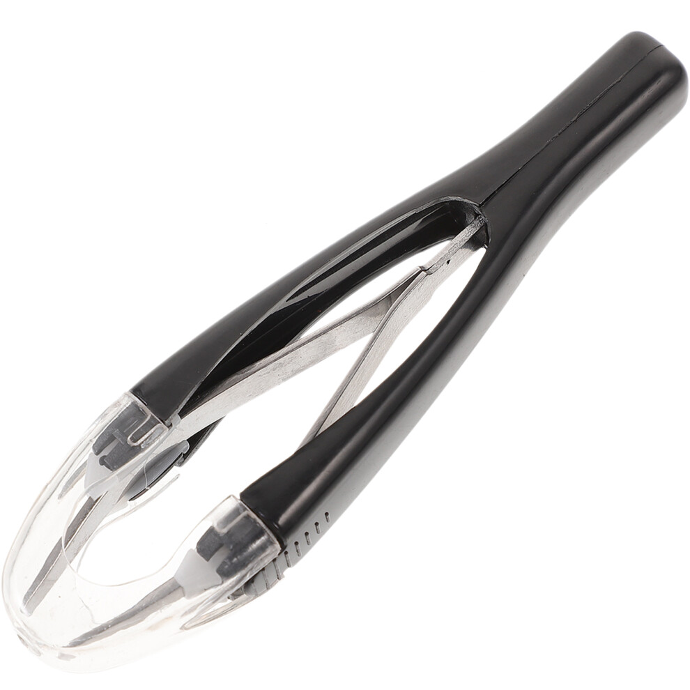 Solustre 2Pcs Black Stainless Steel Automatic Eyebrow Tweezers Set Retractable