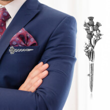 6Pcs Scottish Thistle Brooches Alloy Lapel Pins for Men Assorted Color