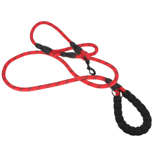 2Pcs Red Nylon Dog Traction Strap Heavy Duty Pet Pulling Leash