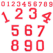 8Sets Red Premium Fabric Number Stickers Self-Adhesive for Sportswear