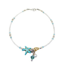 2Pcs Silver Beach Anklet Chain Buddha Foot Jewelry for Women