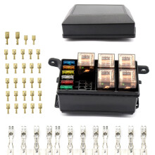 2Pcs 12V 6-Way Fuse Holder with 5Pin 100A & 40A Relays Vehicle