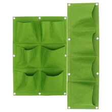 10Pcs Green Felt Hanging Plant Bags Vertical Wall-Mounted Grow Bags