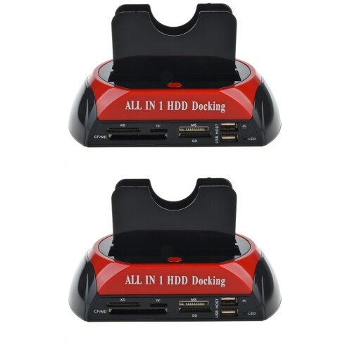 2Pcs Black Hdd Docking Station Ide USB Hub with Backup Function 2