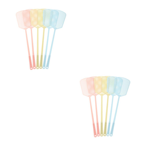 12Pcs Assorted Color Plastic Fly Swatters Manual Long Handle Home Use 2