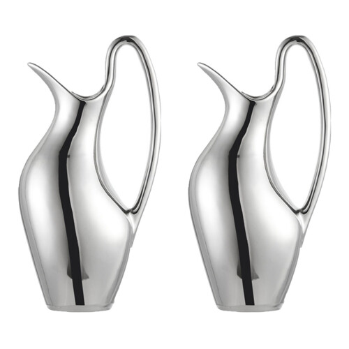 2Pcs Creative Silver Ceramic Pitcher Vase Compact Flower Arrangement 2