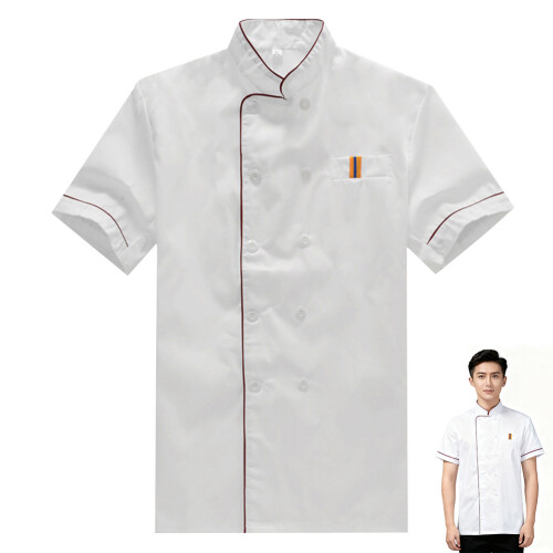 3Pcs White Chef Jacket Short Sleeve Breathable Catering Workwear 2