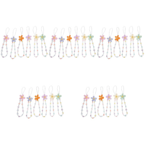 30Pcs Flower Beaded Phone Lanyards Decorative Keychains 2