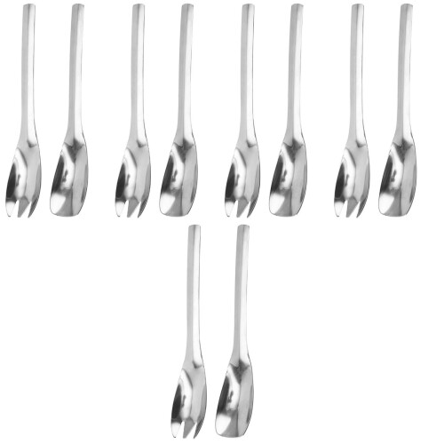 5Sets Long Handle Stainless Steel Salad Spoon Silver Kitchen Servers 1