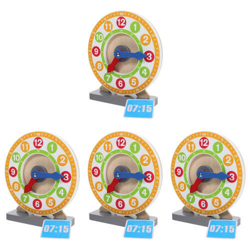 4Pcs Natural Wood Educational Clock Toy for Learning 1