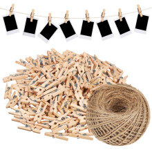150Pcs Garden Twine Jute Rope with Wooden Clips for Crafts