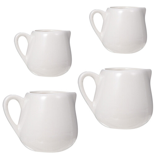 12Pcs White Ceramic Mini Sauce Jugs with Handle Drip-Free for Home Use