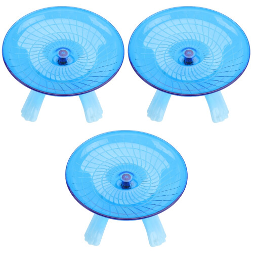 3Pcs Blue Non Run Disc Exercise Wheel for Hamsters Small Pets Use 2