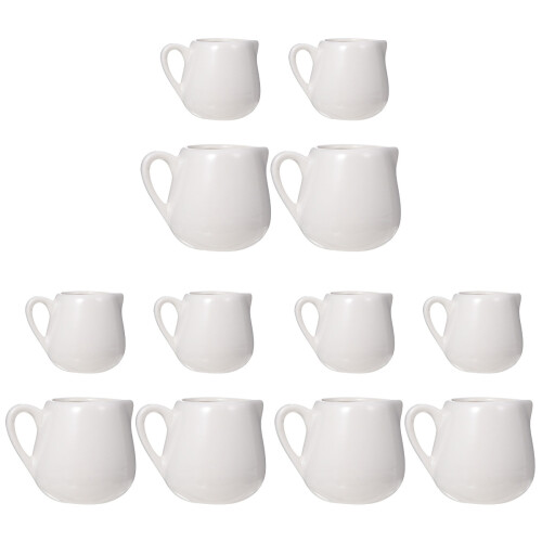 12Pcs White Ceramic Mini Sauce Jugs with Handle Drip-Free for Home Use 2