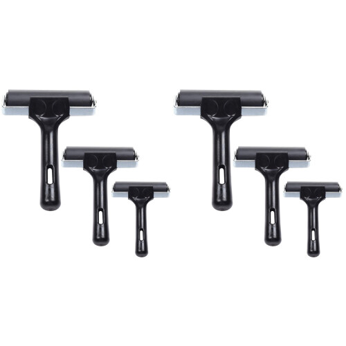 6Pcs Manual Rubber Roller Black Wear-Resistant Printmaking Accessories 1