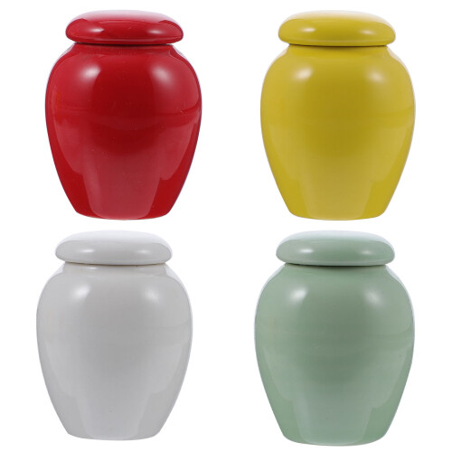 12Pcs Smooth Ceramic Pet Cremation Urn Assorted Color Funeral Casket