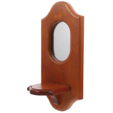 2Pcs Brown Wooden Wall Candle Holders with Mirror Design for Interiors
