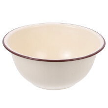 2Pcs Beige Enamel Mixing Bowl Large Capacity Retro Household Kitchen