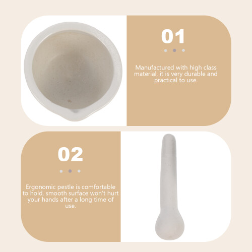 1Set White Ceramic Grinding Bowl with Pestle for Tablets and Herbs 2