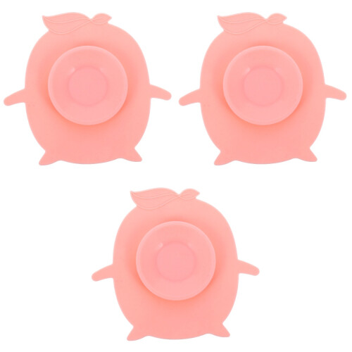 3Pcs Kids Tableware Suction Cup Mat Pink Silicone Non-Slip Mat 2