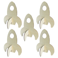 15Pcs Unpainted Wooden DIY Rocket Toys Beige for Kids Decor Projects