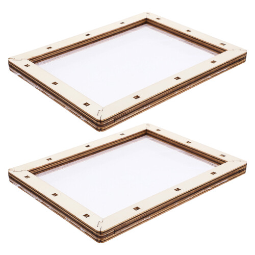 10Pcs Educational DIY Paper Craft Frame Wooden Mesh Screen Assorted 1