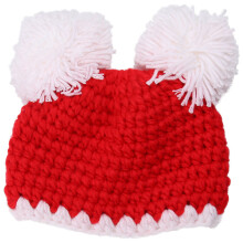 2Pcs Baby Woolen Yarn Cap White Soft Infant Winter Hat for 3-6 Months