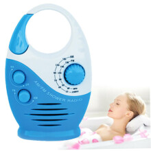 Waterproof AM FM Shower Radio with Handle, Clear Sound, Battery Powered for Bathroom or Outdoor