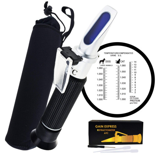 Veterinary Refractometer with Triple Scale for Serum Protein and Pet Urine Specific Gravity Testing