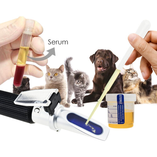 Veterinary Refractometer with Triple Scale for Serum Protein and Pet Urine Specific Gravity Testing 1