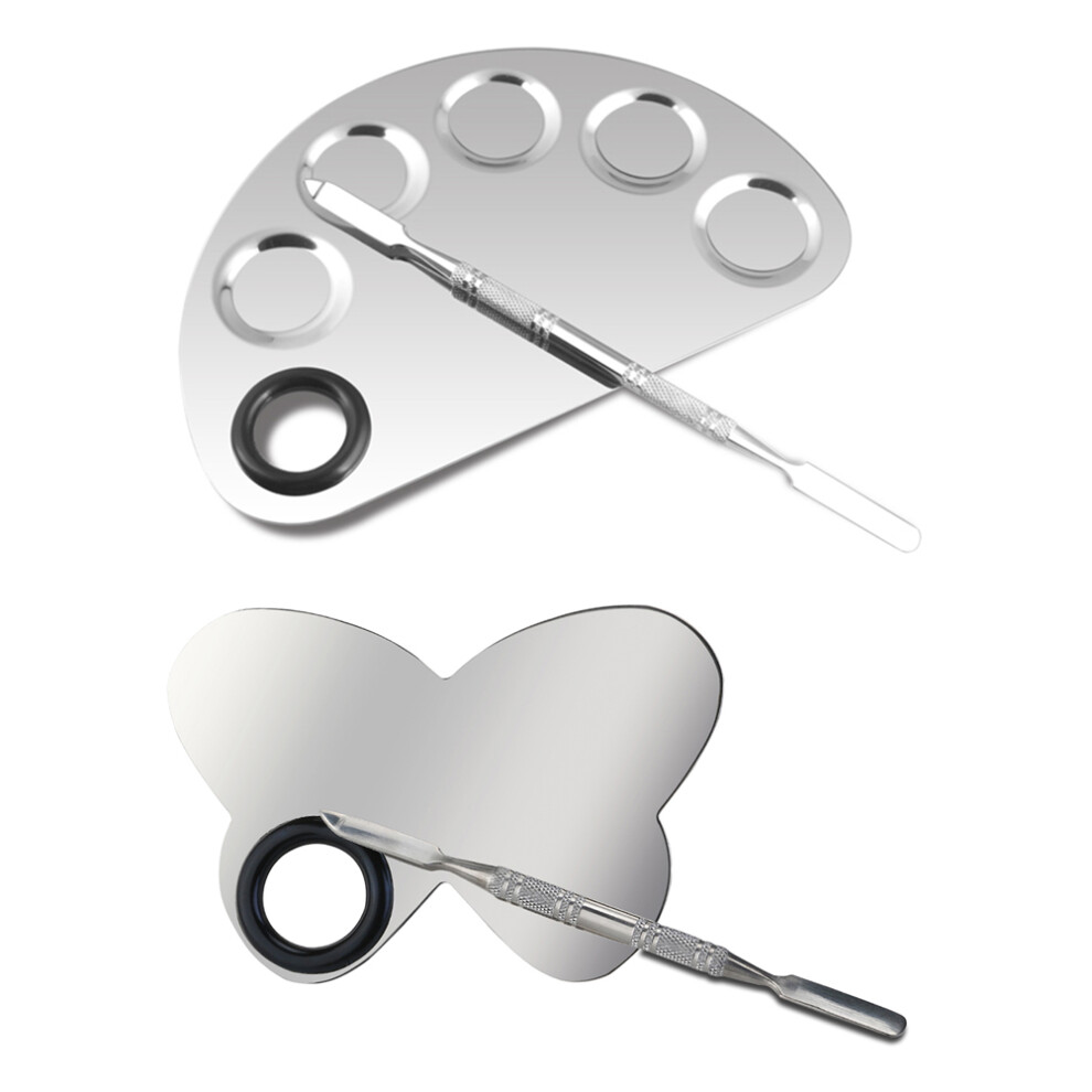 Solustre 6Pcs Stainless Steel Shape Manicure Spatula Multicolor Nail Art Tools