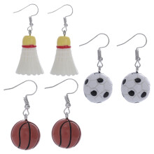 15Pairs Sports Ear Drops Resin Earrings Lovely Ball Design for Girls