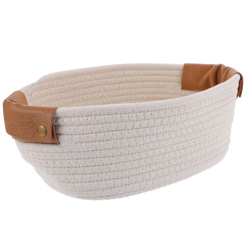 2Pcs Small White Woven Rope Baskets for Bathroom and Nursery Storage 2