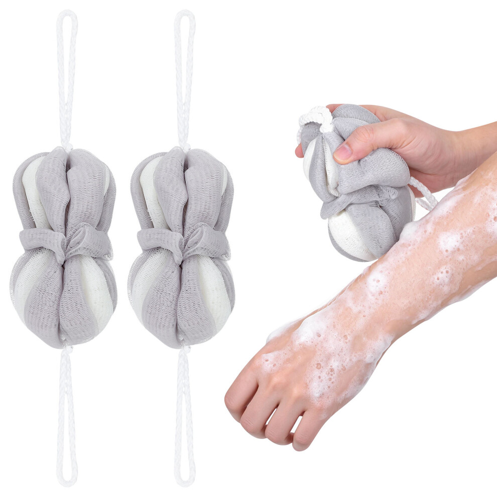Iplusmile 14Pcs Adorable Grey Foam Shower Balls Bath Scrubber Hanging Rope