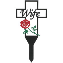 5Pcs Metal Cemetery Grave Cross Yard Stake Memorial