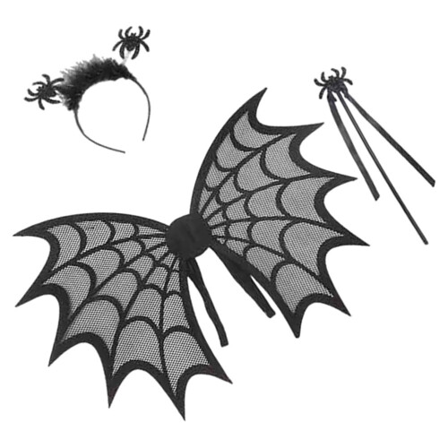 2Sets Durable Black Felt Halloween Wing Prop Set for Cosplay and Party 1