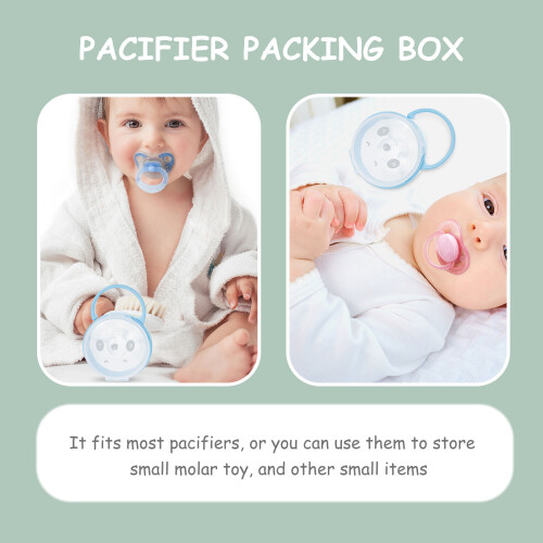 2Sets Durable Blue Baby Pacifier Containers PP Silicone Storage Case 2