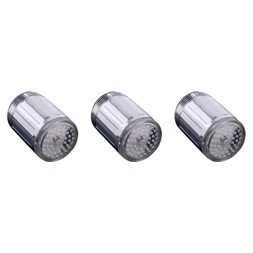 3Pcs LED Faucet Grey ABS Kitchen Tap Color Changing Water Stream Light 2