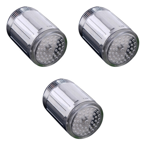 3Pcs LED Faucet Grey ABS Kitchen Tap Color Changing Water Stream Light 1