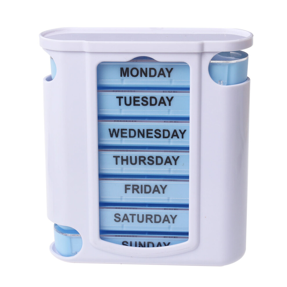 Happyyami 2Pcs Multi Color Weekly Medicine Case 28 Compartments Pill Organizer