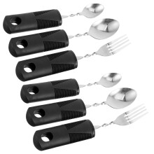 4Sets Portable Weighted Utensils for Disabled Elderly Black Spoon Fork