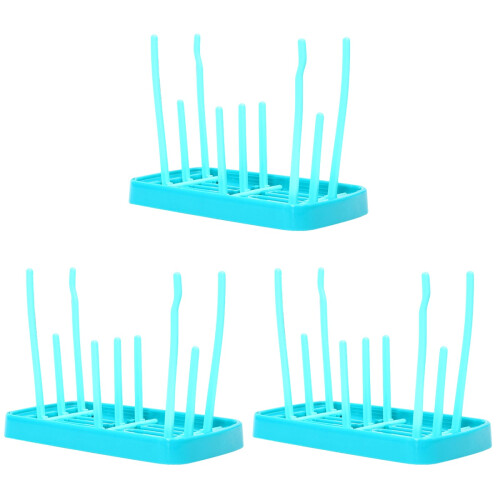 3Pcs Baby Bottle Drying Rack Foldable Blue Kitchen Storage Organizer 2