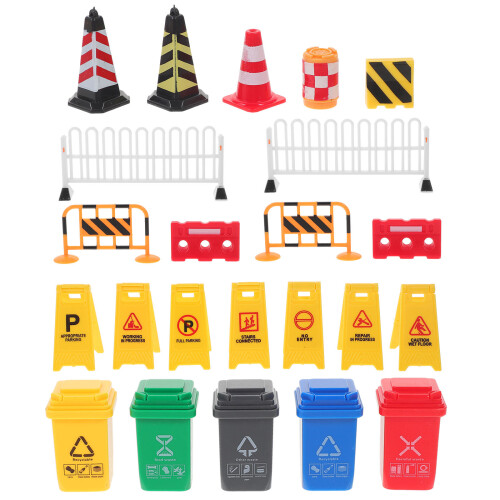 5Sets Mini Road Block Model Plastic Toy Assorted Color for Kids Play 1